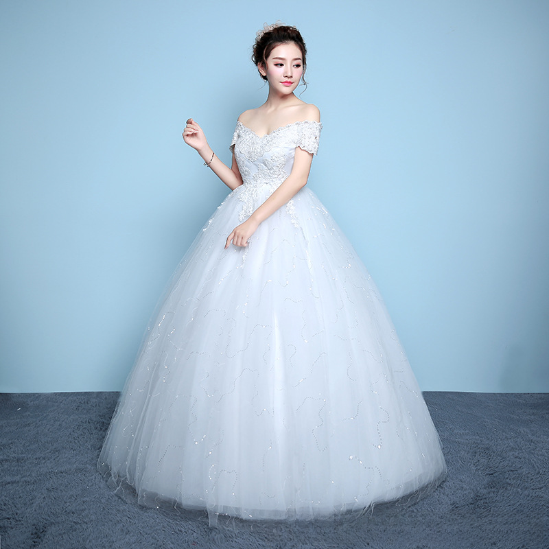 One shoulder wedding dress bride floor length wedding dress plus size maternity wedding dress