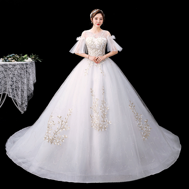 Light wedding dress, new bridal style, starry sky trailing forest style, one-shoulder, super fairy, dreamy, slim and simple