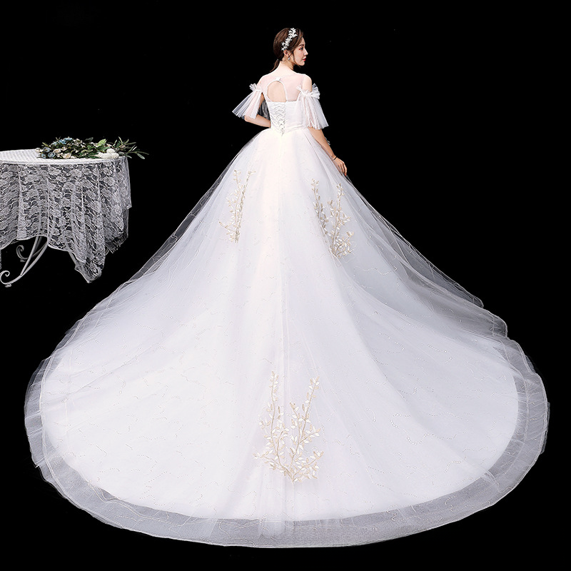 Light wedding dress, new bridal style, starry sky trailing forest style, one-shoulder, super fairy, dreamy, slim and simple