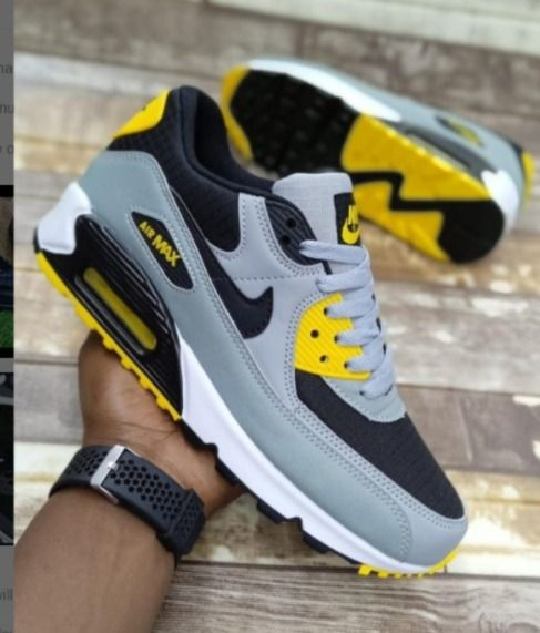 Nike Air Max 90 Casual Lifestyle Sneakers - Men's Cushioning Running Shoes - Available in Spider-Web Black, Olive, Grey/Yellow, Desert Sand & Triple Black