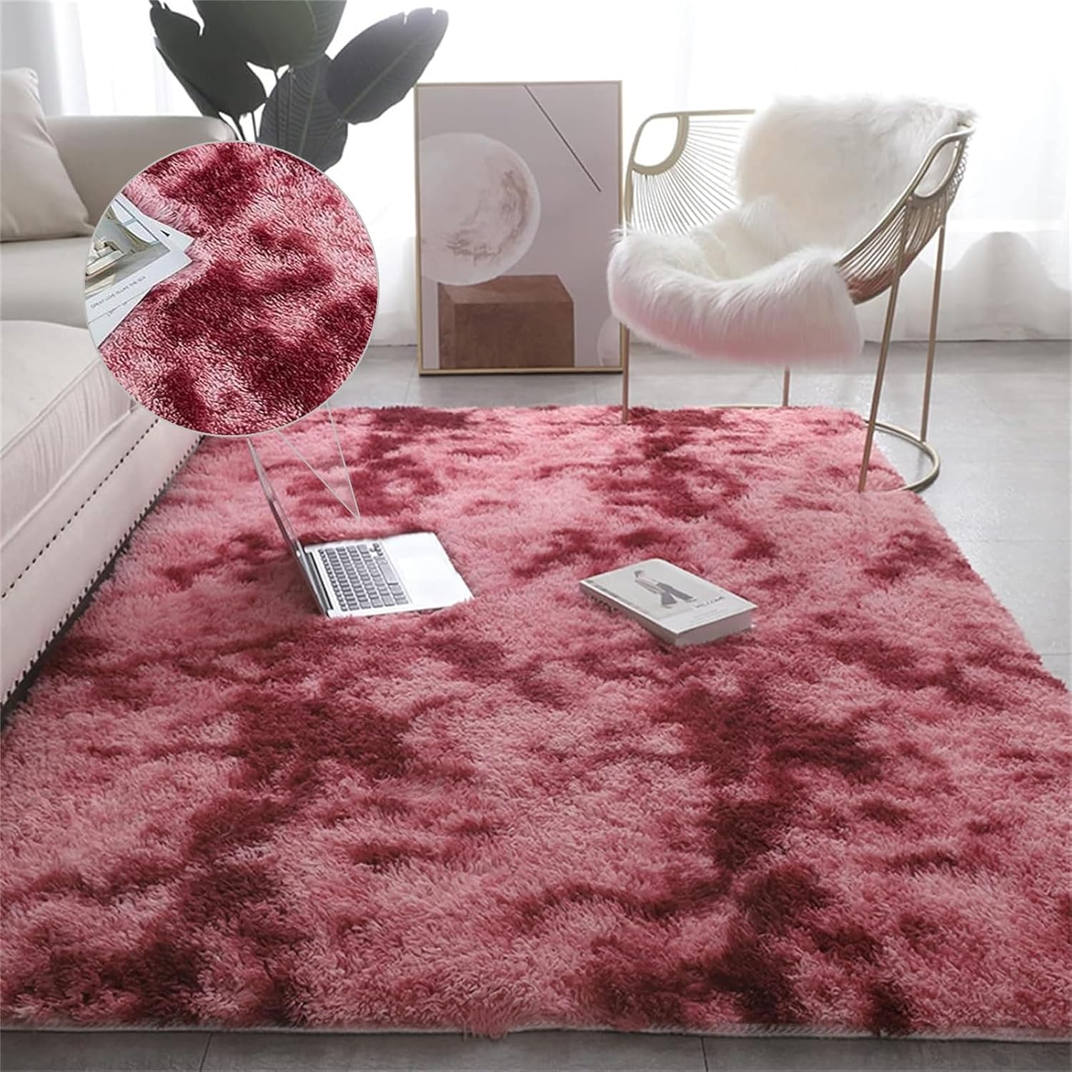 {Anniversary Deal} Soft 5 BY 8 Fluffy Carpets Indoor Plush Area Rugs for Living Room Bedroom Anti-Skid