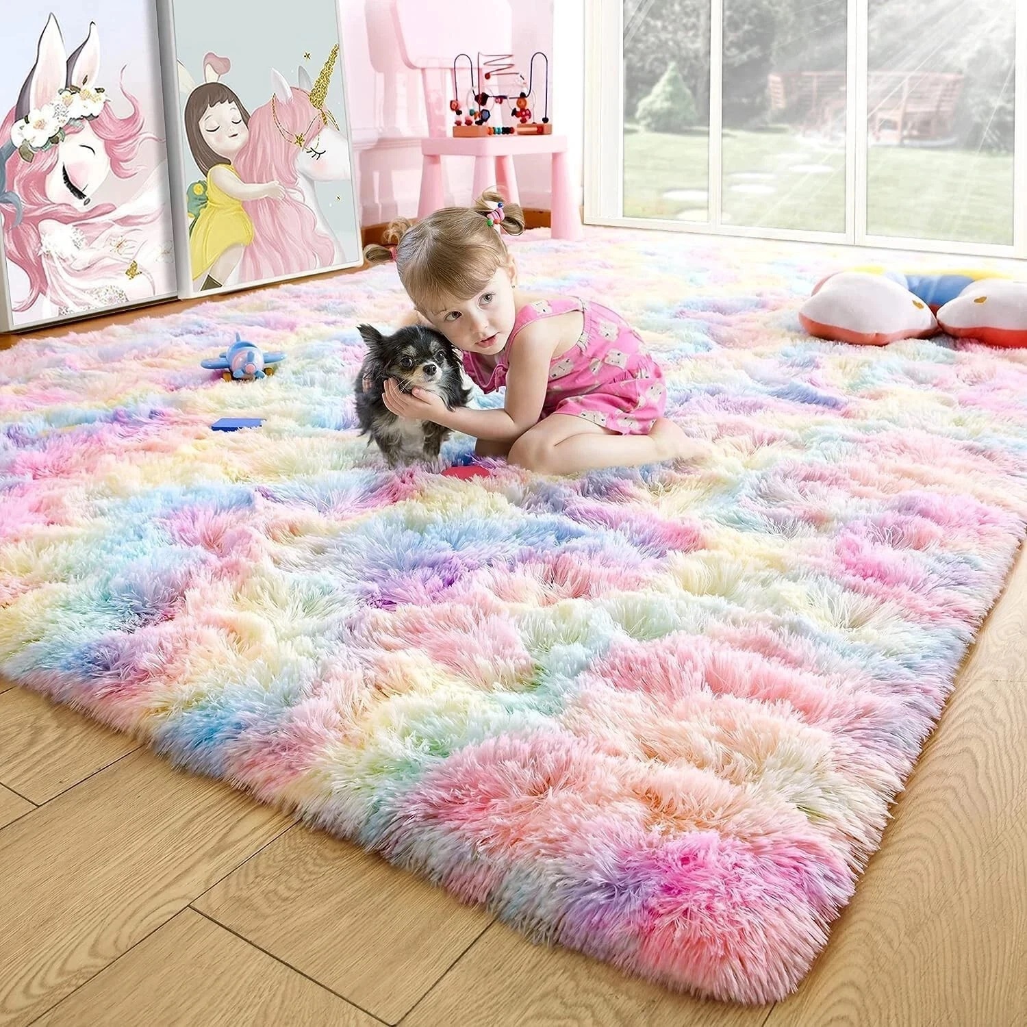 {Anniversary Deal} Soft 5 BY 8 Fluffy Carpets Indoor Plush Area Rugs for Living Room Bedroom Anti-Skid