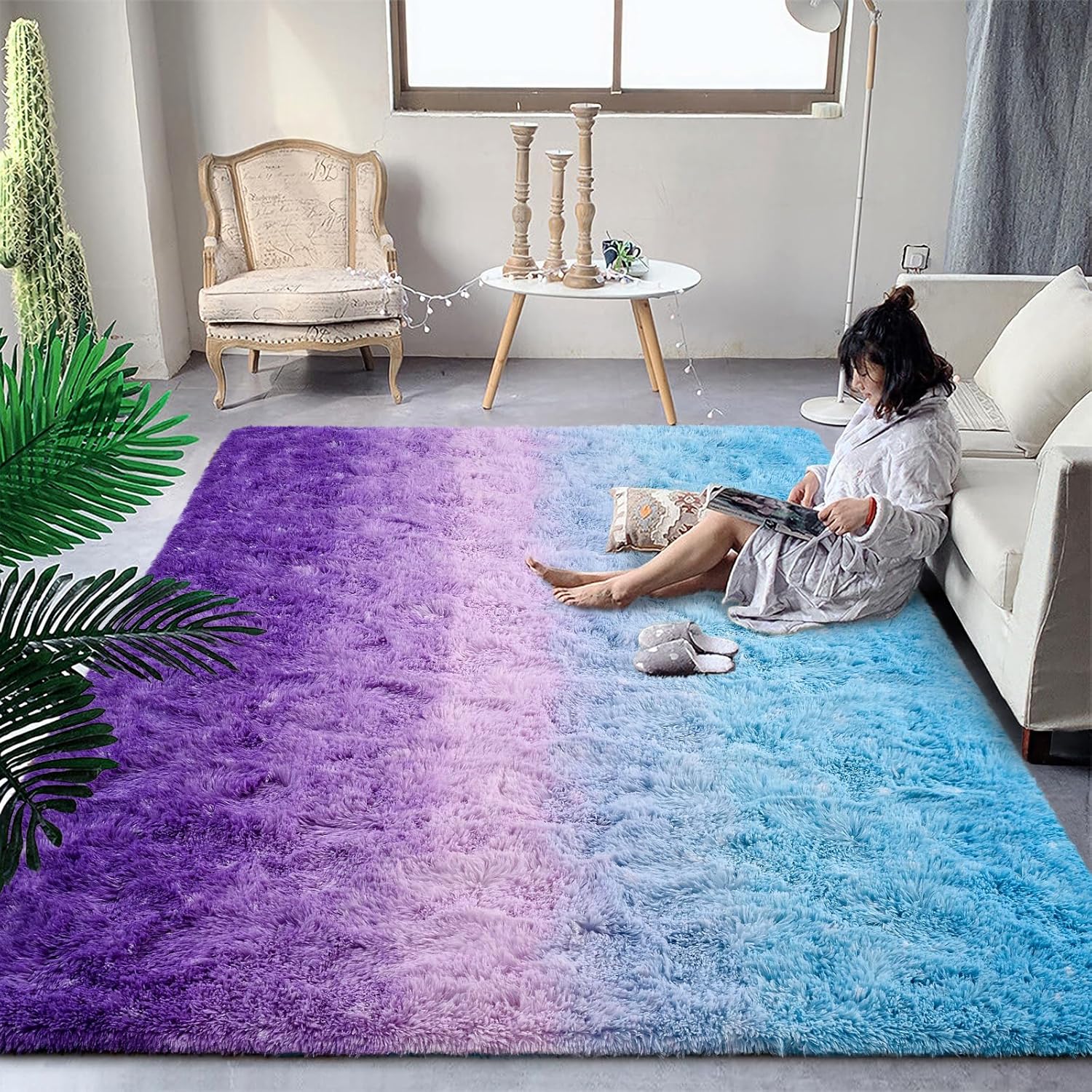 {Anniversary Deal} Soft 5 BY 8 Fluffy Carpets Indoor Plush Area Rugs for Living Room Bedroom Anti-Skid