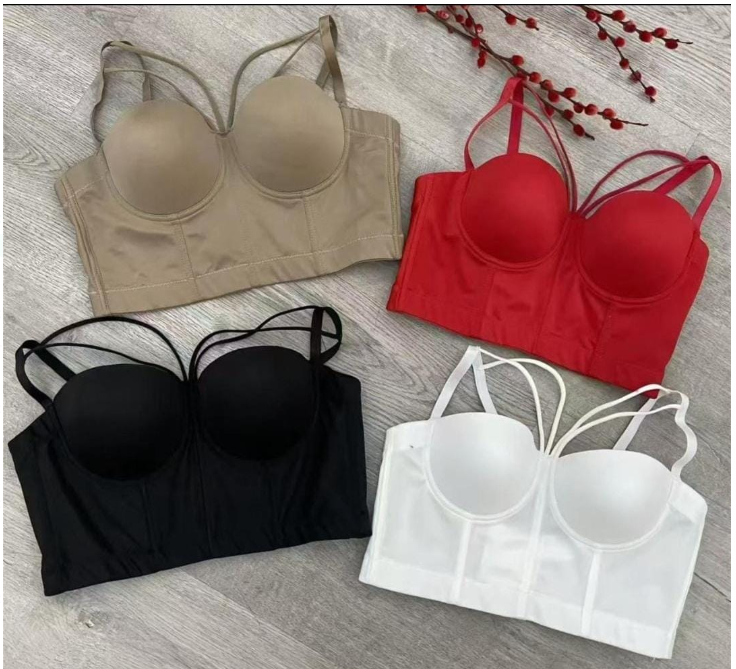 Women's/Teens' Padded Bustier Crop Top - Sexy Multi-Strap Cage Bra Top