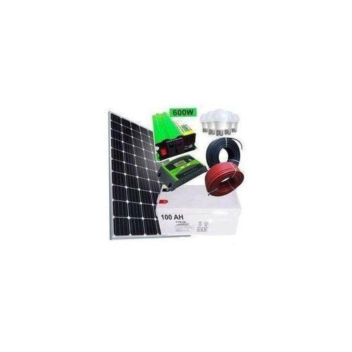 Solar 100W Solar Panel Fullkit + 80AH Solar Battery + 300W Solar Inverter + 10AH Solar Charge Controller + 5 DC Bulbs + 10M Cable : 25 Years Warranty