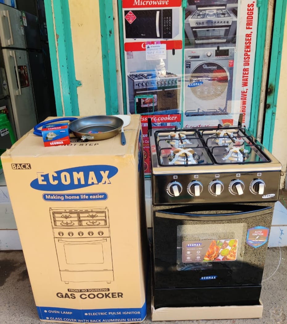 50*55 Ecomax 4Gas with Electric Oven With Free Gas Pipe,Spatula, Frying pan,13kg Regulator