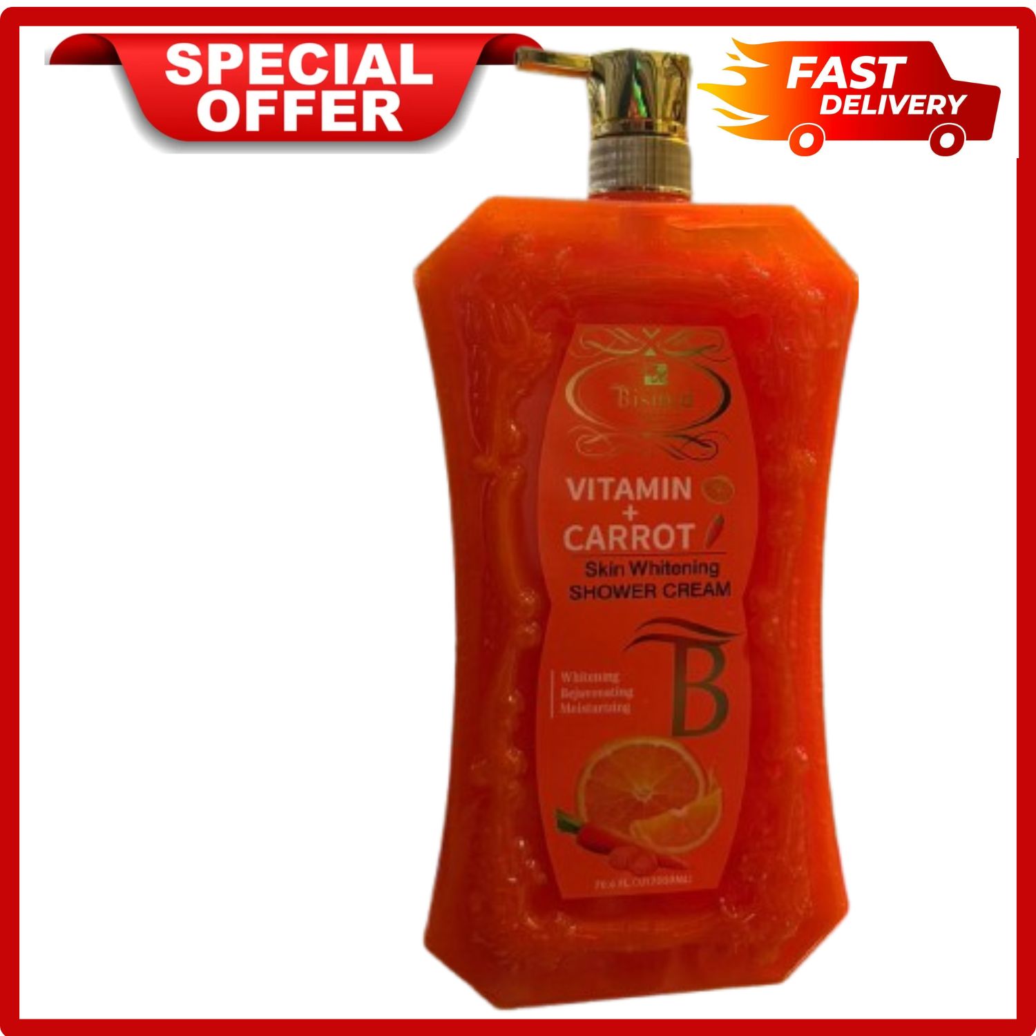 [LIMITED DISCOUNT] Bismid Carrot & Argan Oil Shower Gel 1000 ml – Skin-Glowing Bath Gel with Exfoliating Carrot, Nourishing Argan & Vitamin C – Brightens, Softens & Revitalizes Skin