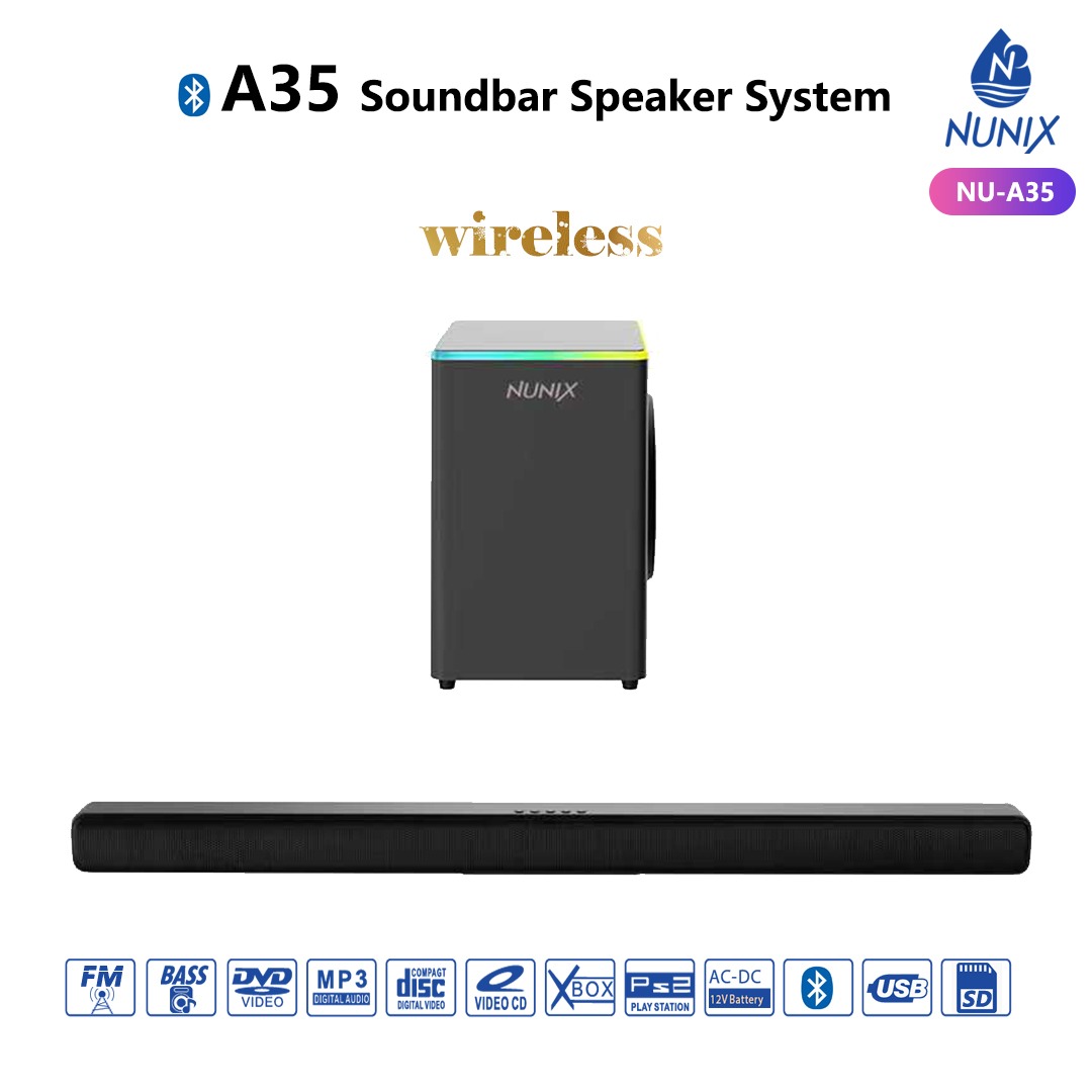 NU-A35 High Quality Sound Bar System Complete Home Theater System Multimedia Speaker System with Bluetooth FM Radio and TF Playback