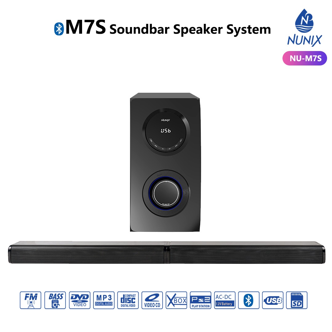 NU-M7S Sound Bar Speaker System Subwoofer Bluetooth Speaker System Sorround Sound with Fm Radio USB Mp3 Playback Remote Control