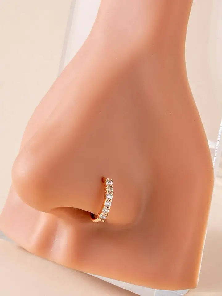 Crystal Nose Hoop Ring– Luxury Piercing Ring in Rose Gold Finish, Hypoallergenic
