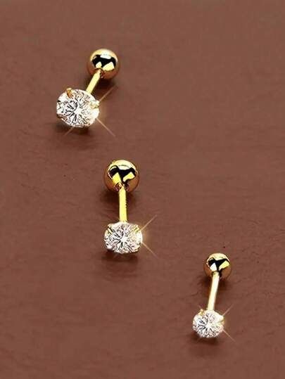 Single Gold-Plated Barbell Stud – Multipurpose Stainless-Steel Nose & Ear Piercing