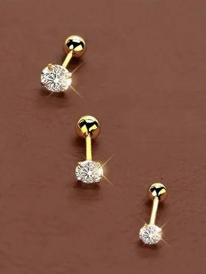 Single Gold-Plated Barbell Stud – Multipurpose Stainless-Steel Nose & Ear Piercing