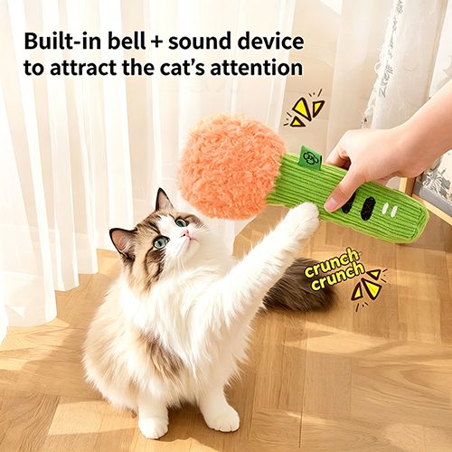 Kitten/puppy Teething Toy - Crinkle Sound Self Play Squeaky Matchstick Teaser Wand for Boredom Relief