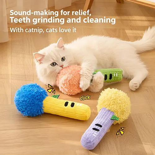 Kitten/puppy Teething Toy - Crinkle Sound Self Play Squeaky Matchstick Teaser Wand for Boredom Relief