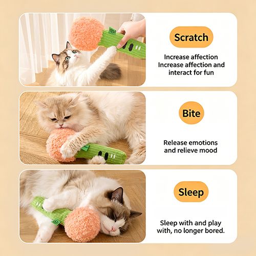 Kitten/puppy Teething Toy - Crinkle Sound Self Play Squeaky Matchstick Teaser Wand for Boredom Relief
