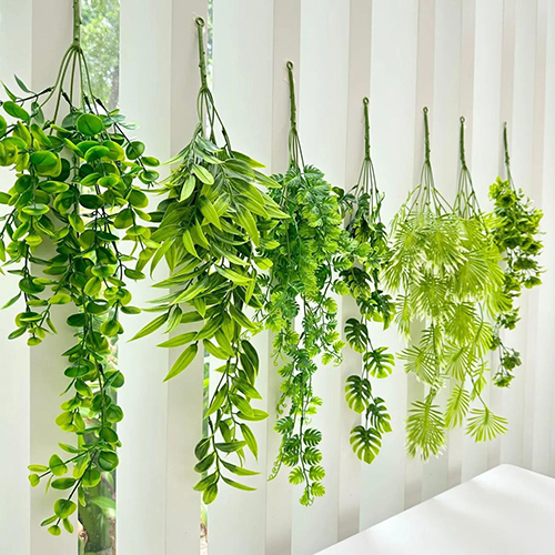 Faux Artificial Hanging Plants, Fake Potted Greenery with Eucalyptus   Vine,Mandala,Pea Pod Leaves &String of in Pots for Office,Living Room, Bathroom, Indoor & Outdoor Décor