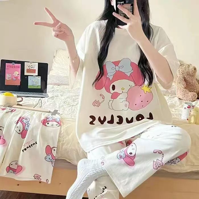 cute pyjamas 3 PCS Pajamas for Women Set Short Sleeve Pajama Sets Floral Pj Sets Soft Sleepwear Women Sleepwear Sleep Shirt and Long Pants with Shorts Pajam nightwear nightgown