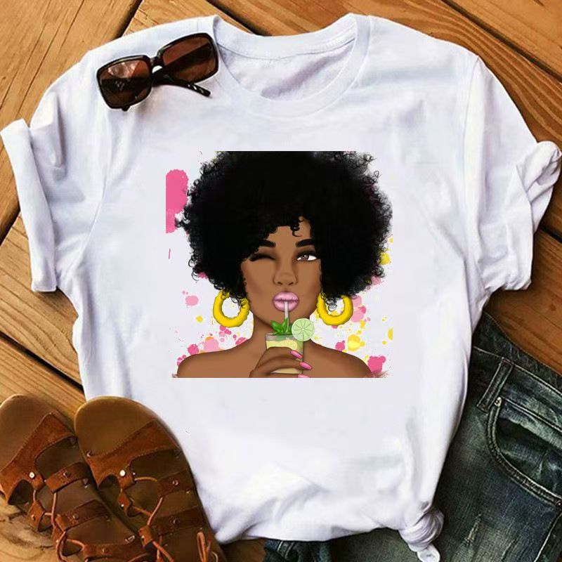 2pcs/set women T-shirt Women Clothes Tops Lady shirt fashion casual Tshirts women top girl print short sleeve personality t-shirt girls t-shirt women's clothes