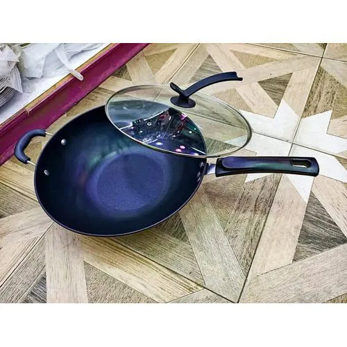 32CM Non-Stick Wok Pan with Glass Lid | Deep Frying Pan | Scratch-Resistant Cooking Wok | Even Heat Distribution | Pressure Release Lid
