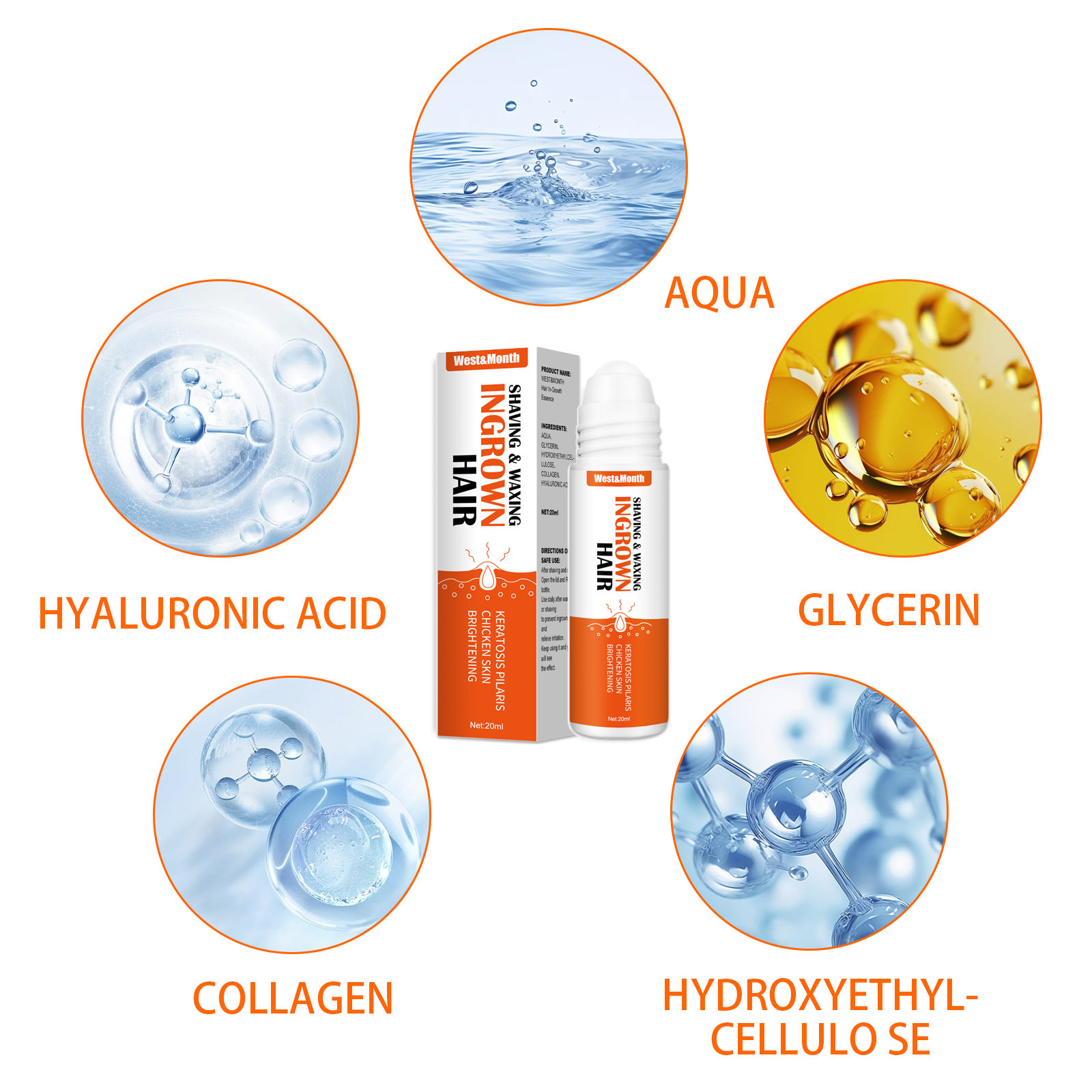 West&Month Hair Roll-On Serum Everyday Hydrating Hair and After-Shave Soothing Skincare Essence