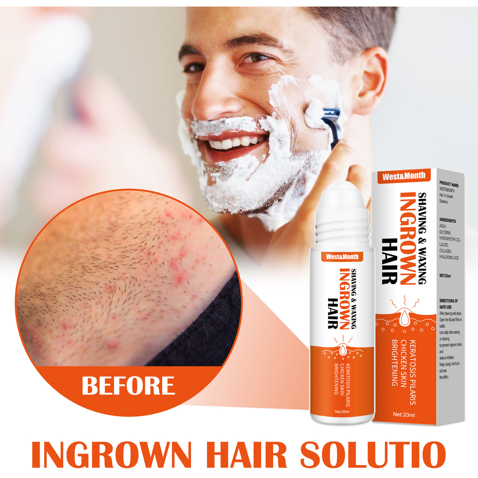 West&Month Hair Roll-On Serum Everyday Hydrating Hair and After-Shave Soothing Skincare Essence