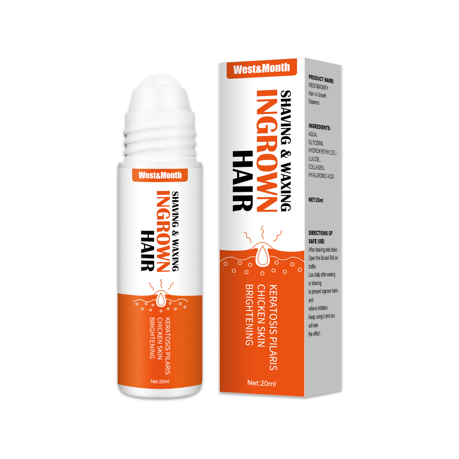 West&Month Hair Roll-On Serum Everyday Hydrating Hair and After-Shave Soothing Skincare Essence