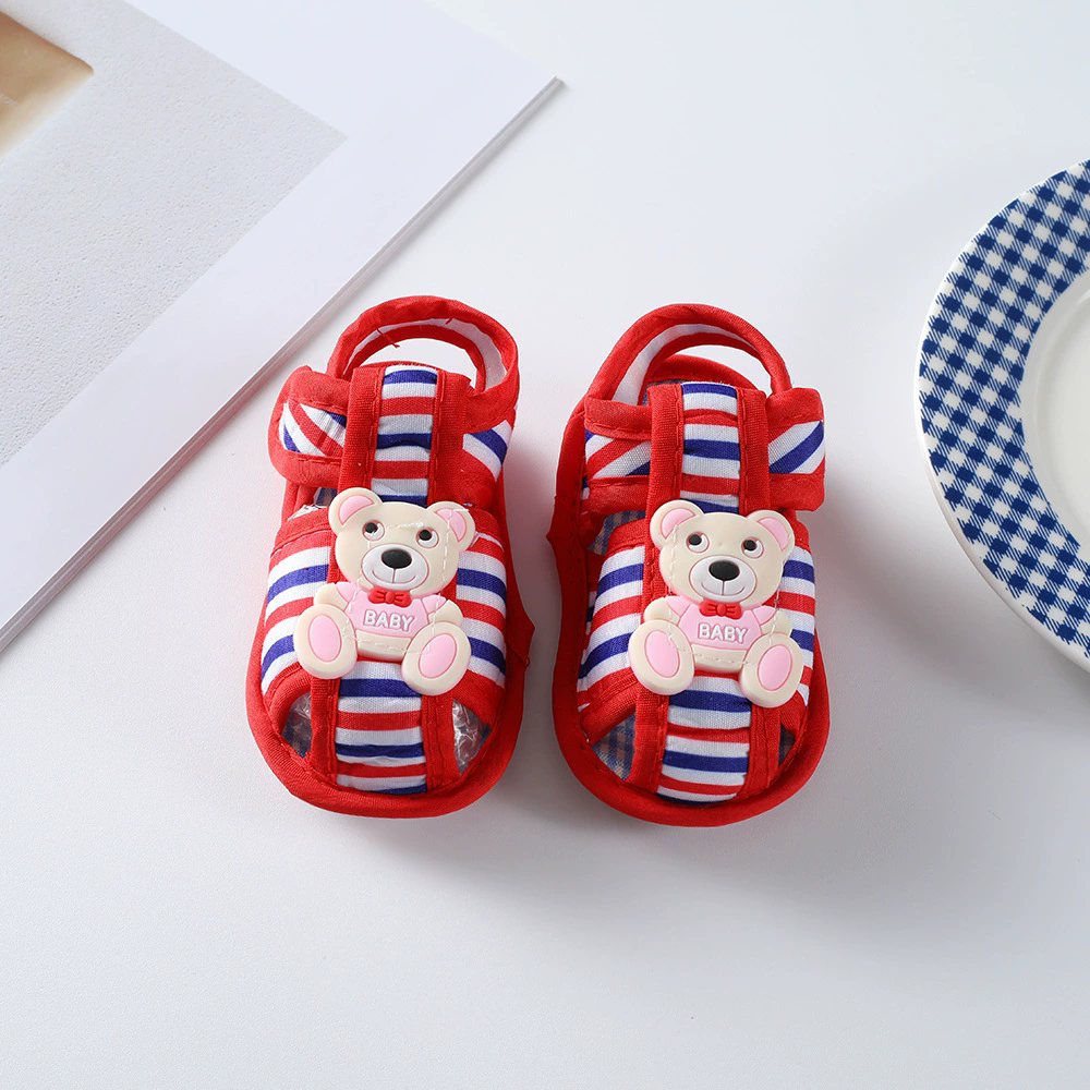 Adorable Cartoon Character Baby Sandals Open-Toe Breathable Summer Shoes Velcro Closure Toddler Shoes for Beach Trips & Outdoor