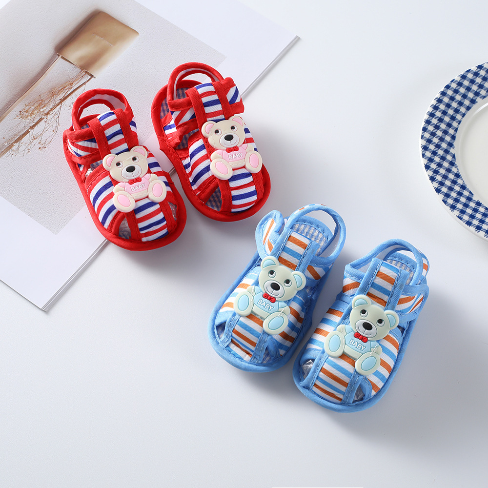 Adorable Cartoon Character Baby Sandals Open-Toe Breathable Summer Shoes Velcro Closure Toddler Shoes for Beach Trips & Outdoor