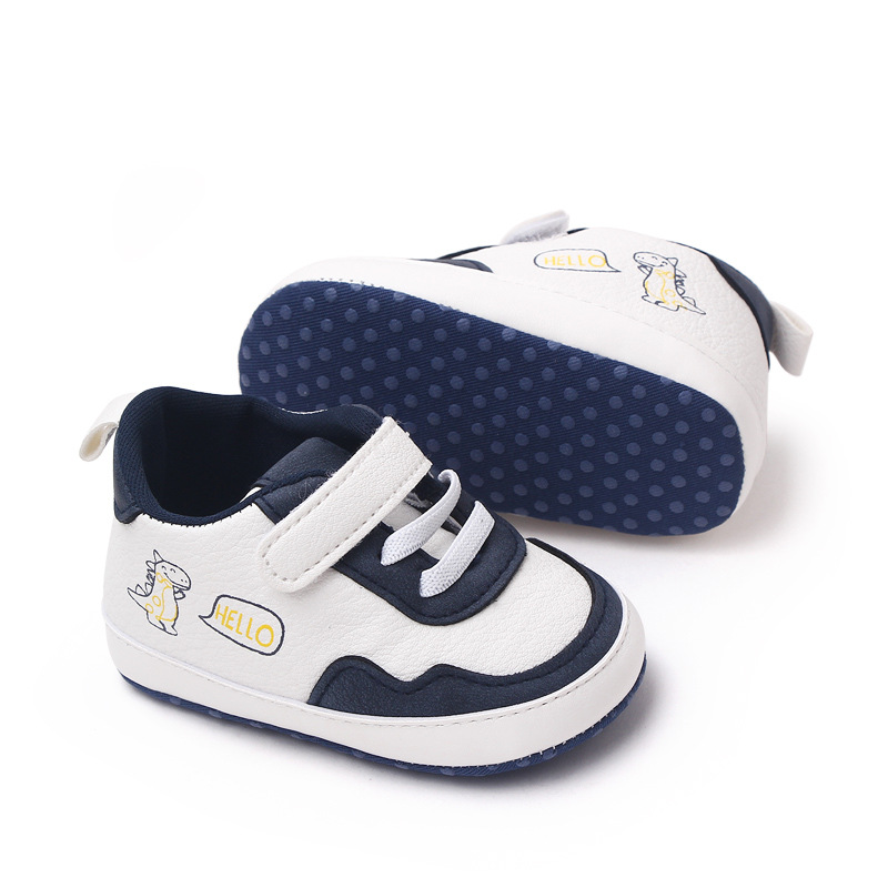 New Color Blocked 0-18M Spring And Autumn Baby Shoes For Men And Women PU Cartoon Printed Casual Sports Soft Soled Baby Walking