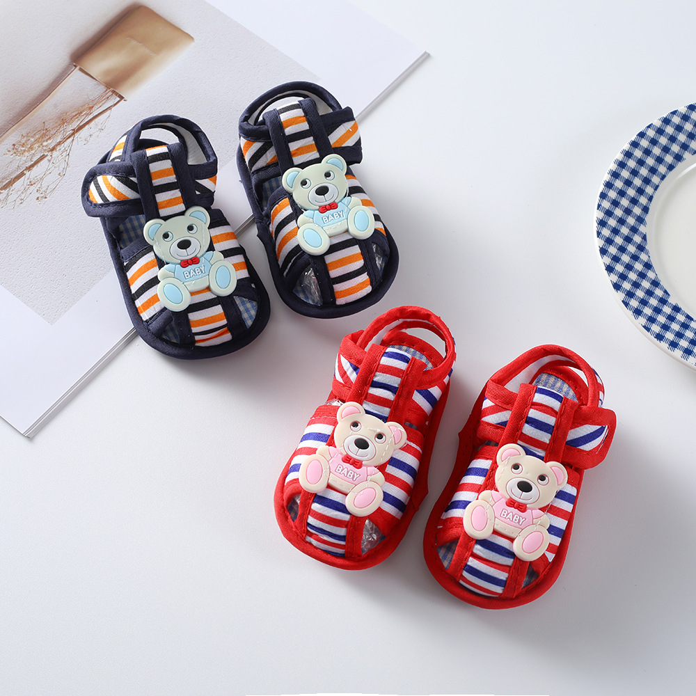 Adorable Cartoon Character Baby Sandals Open-Toe Breathable Summer Shoes Velcro Closure Toddler Shoes for Beach Trips & Outdoor