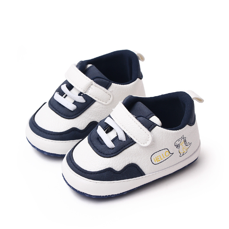 New Color Blocked 0-18M Spring And Autumn Baby Shoes For Men And Women PU Cartoon Printed Casual Sports Soft Soled Baby Walking
