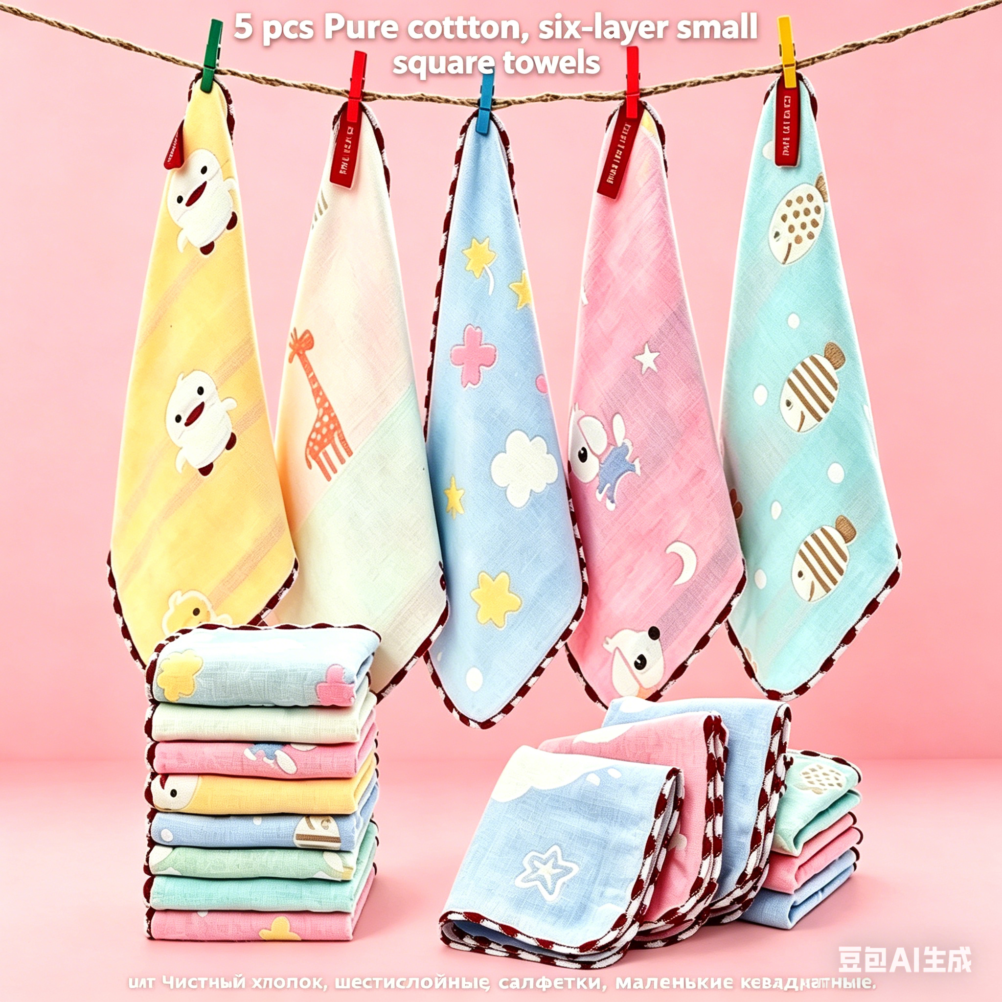 5pcs Baby Towel Bath Towels 100% Cotton Face Washcloth Muslin Squares Hand Wipe Gauze Newborn Bathing Feeding Kids Handkerchief