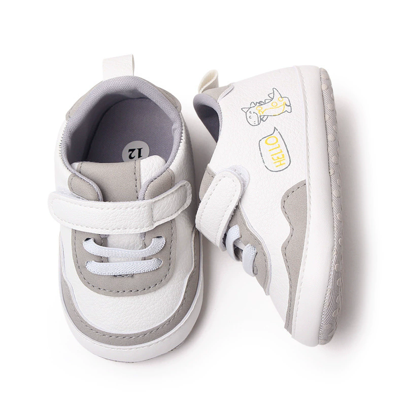New Color Blocked 0-18M Spring And Autumn Baby Shoes For Men And Women PU Cartoon Printed Casual Sports Soft Soled Baby Walking