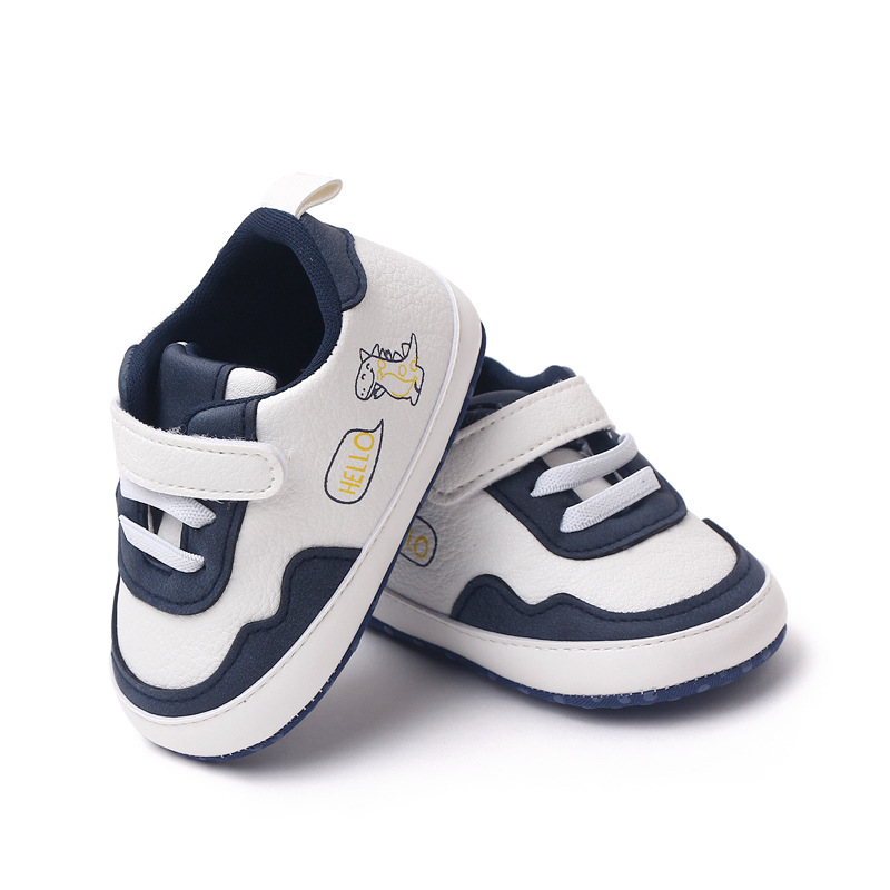New Color Blocked 0-18M Spring And Autumn Baby Shoes For Men And Women PU Cartoon Printed Casual Sports Soft Soled Baby Walking