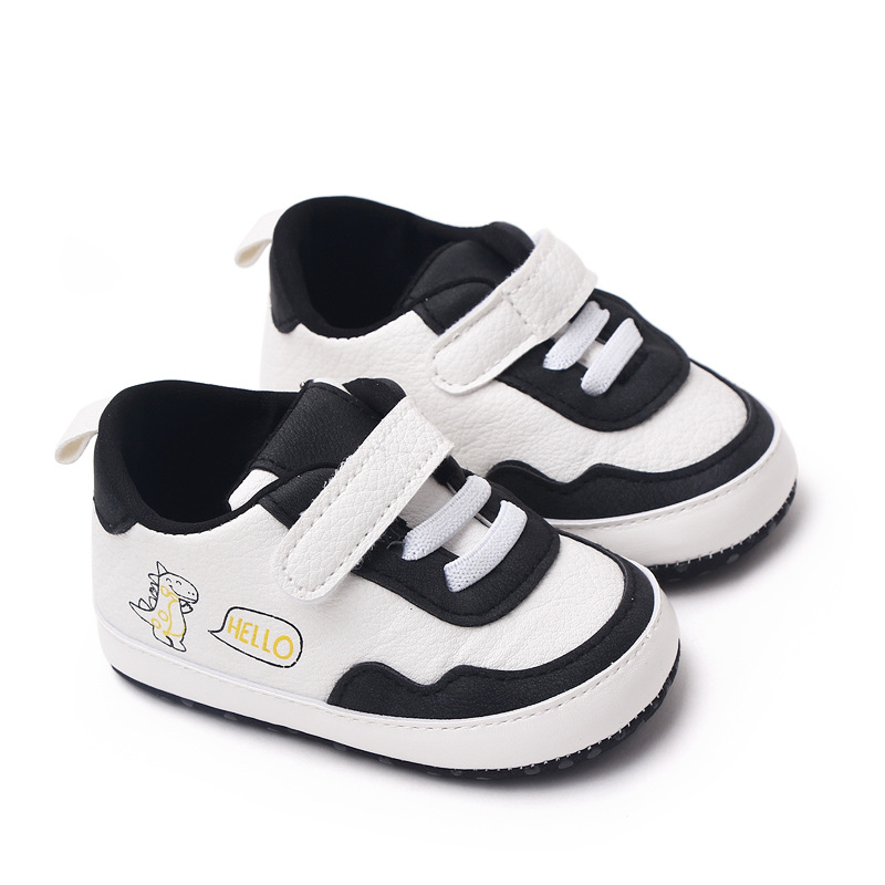 New Color Blocked 0-18M Spring And Autumn Baby Shoes For Men And Women PU Cartoon Printed Casual Sports Soft Soled Baby Walking