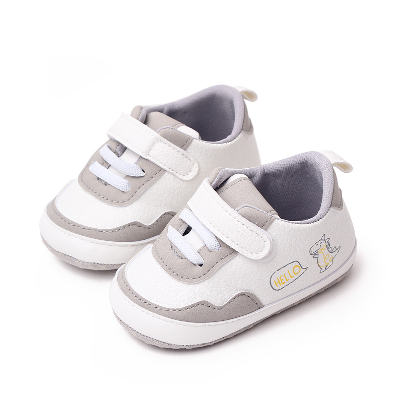 New Color Blocked 0-18M Spring And Autumn Baby Shoes For Men And Women PU Cartoon Printed Casual Sports Soft Soled Baby Walking