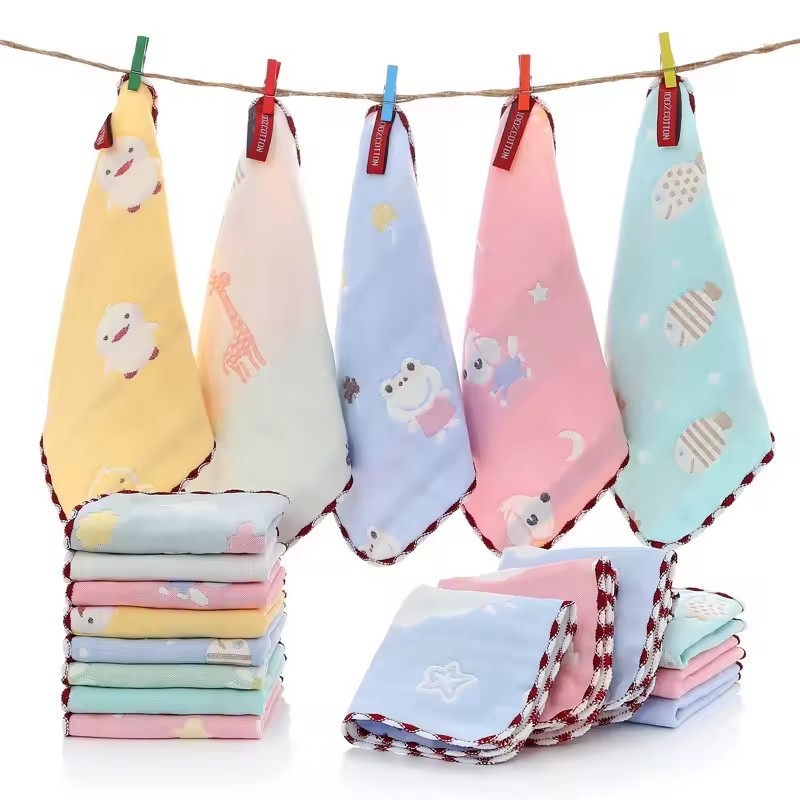 5pcs Baby Towel Bath Towels 100% Cotton Face Washcloth Muslin Squares Hand Wipe Gauze Newborn Bathing Feeding Kids Handkerchief