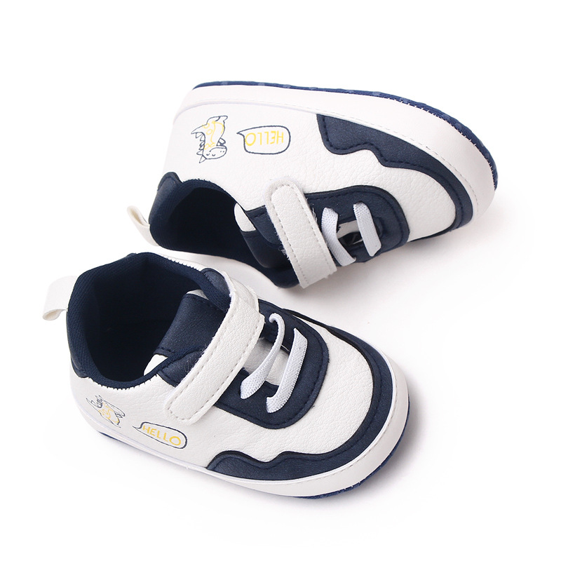 New Color Blocked 0-18M Spring And Autumn Baby Shoes For Men And Women PU Cartoon Printed Casual Sports Soft Soled Baby Walking