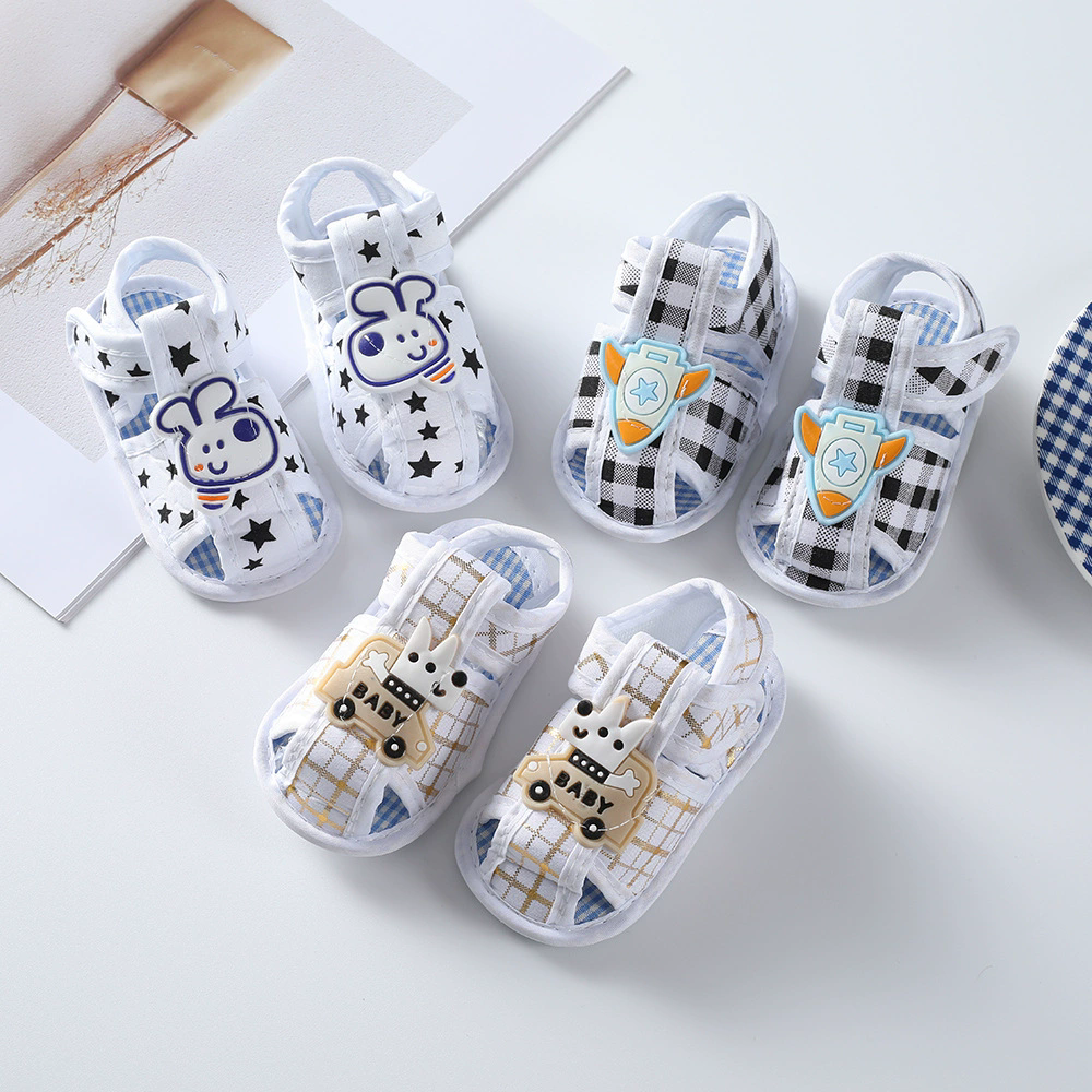 Adorable Cartoon Character Baby Sandals Open-Toe Breathable Summer Shoes Velcro Closure Toddler Shoes for Beach Trips & Outdoor