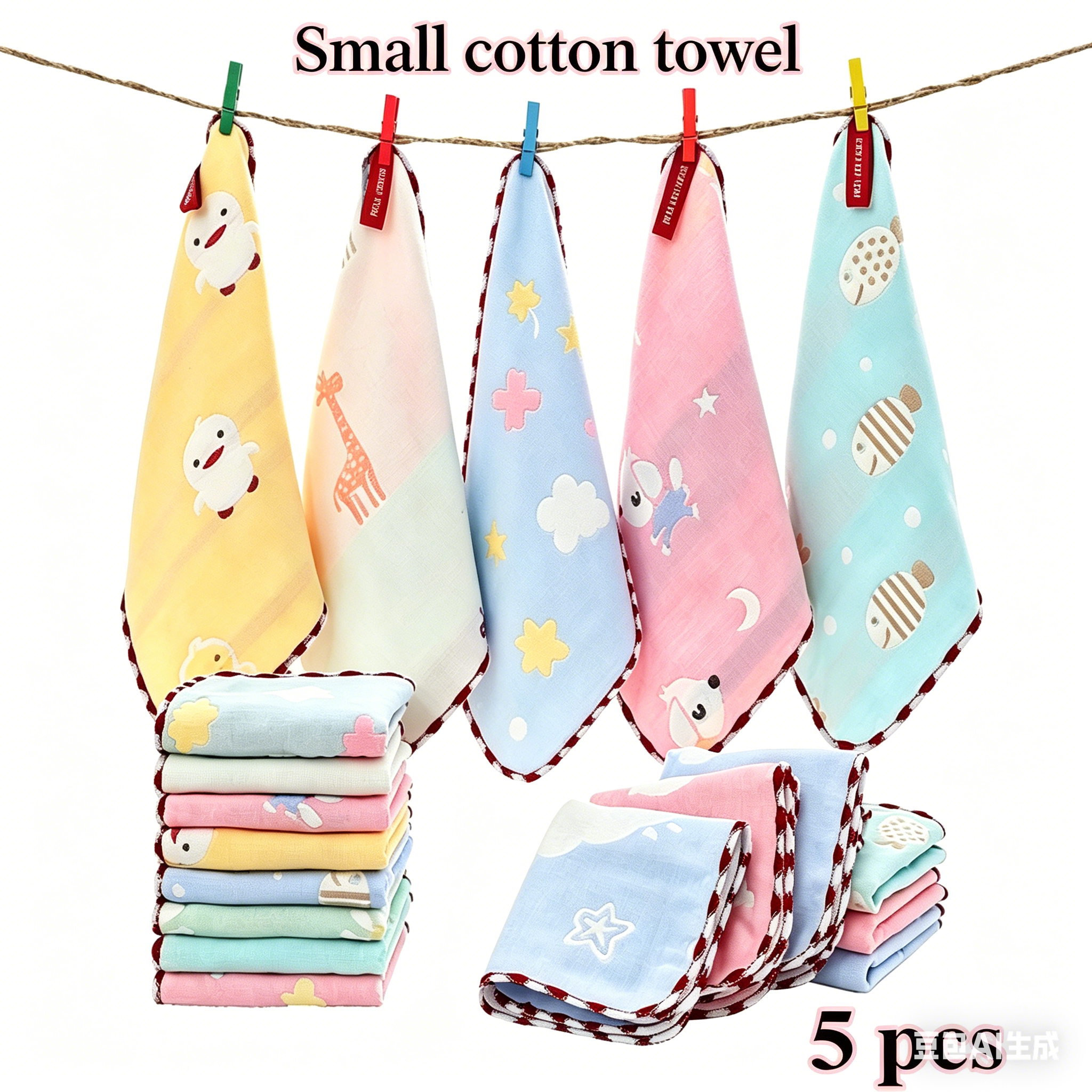 5pcs Baby Towel Bath Towels 100% Cotton Face Washcloth Muslin Squares Hand Wipe Gauze Newborn Bathing Feeding Kids Handkerchief