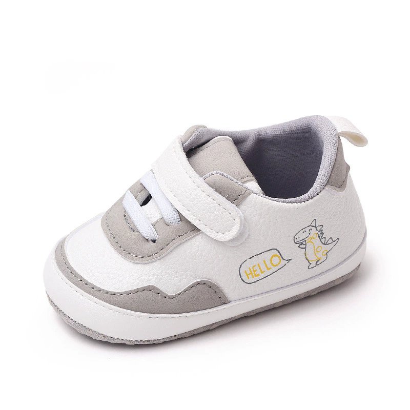 New Color Blocked 0-18M Spring And Autumn Baby Shoes For Men And Women PU Cartoon Printed Casual Sports Soft Soled Baby Walking