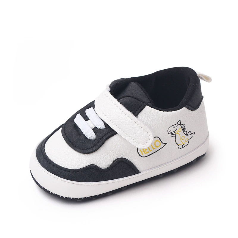 New Color Blocked 0-18M Spring And Autumn Baby Shoes For Men And Women PU Cartoon Printed Casual Sports Soft Soled Baby Walking