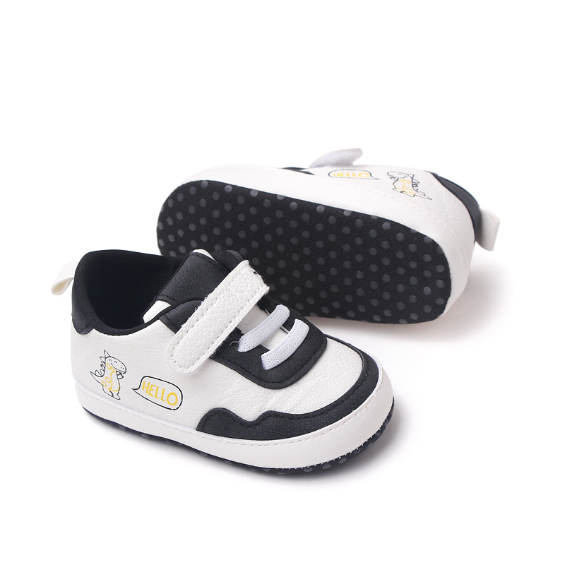 New Color Blocked 0-18M Spring And Autumn Baby Shoes For Men And Women PU Cartoon Printed Casual Sports Soft Soled Baby Walking