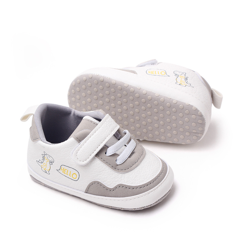 New Color Blocked 0-18M Spring And Autumn Baby Shoes For Men And Women PU Cartoon Printed Casual Sports Soft Soled Baby Walking