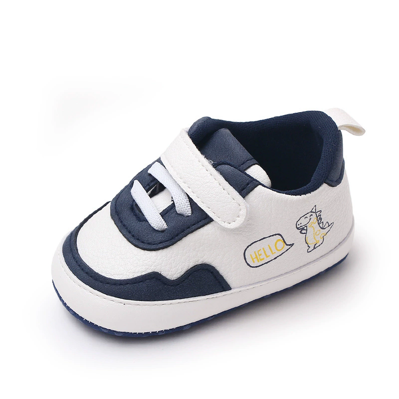 New Color Blocked 0-18M Spring And Autumn Baby Shoes For Men And Women PU Cartoon Printed Casual Sports Soft Soled Baby Walking