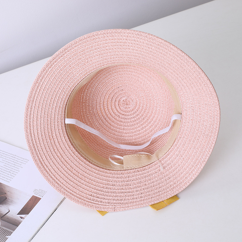 Kids Hat For Girls 2-7Y Straw Children's Sunshade Cap Bag Summer Baby Travel Sunscreen Beach Hat Sun Fisherman Cap Fashion Style