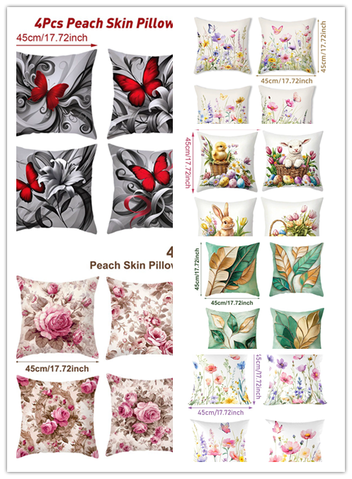 4 Pcs Butterflies Lilies Pillow Cases Butterfly Themed Birthday Party Decorations Soft Pillow Cover for Home Sofa Cushion Covers