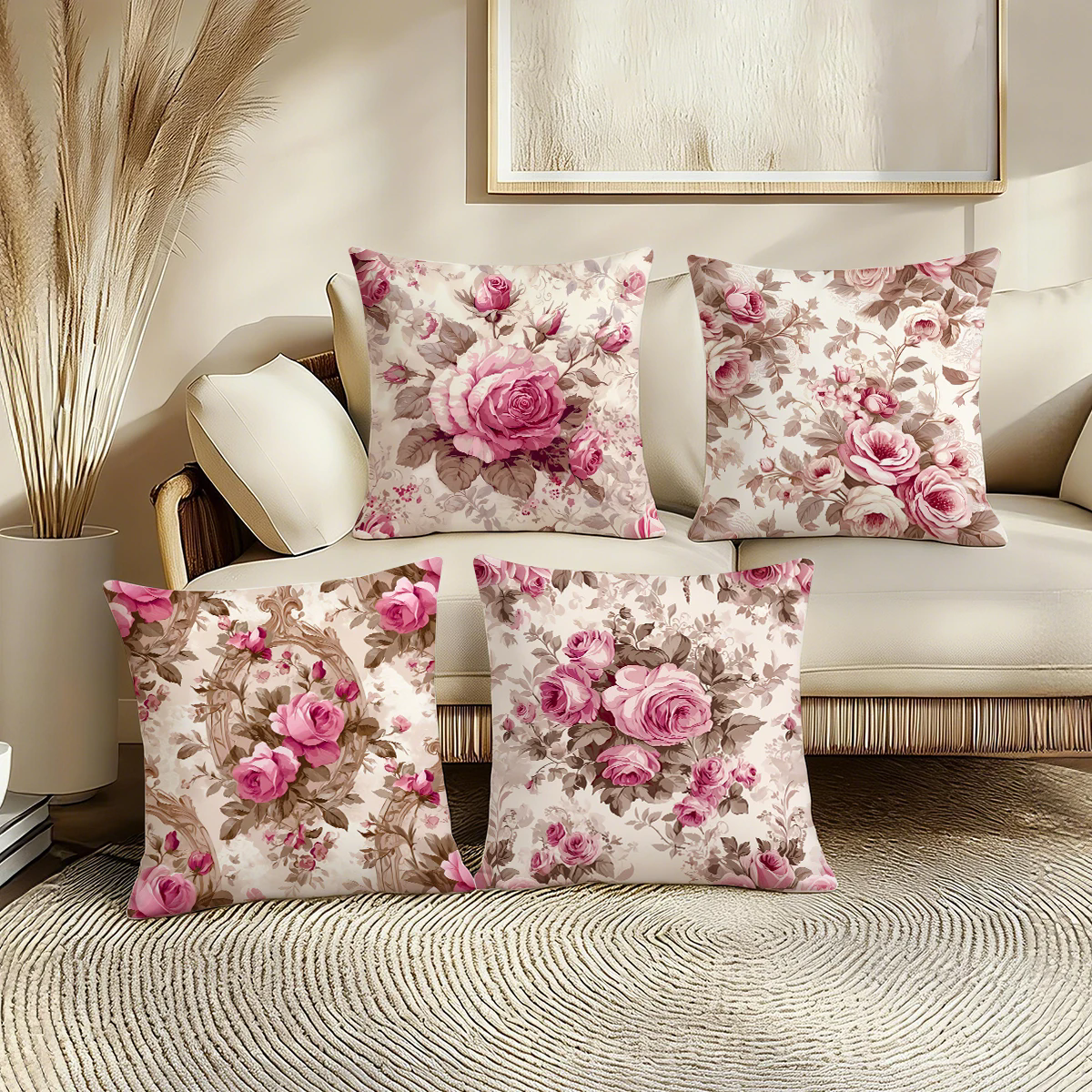 4 Pcs Butterflies Lilies Pillow Cases Butterfly Themed Birthday Party Decorations Soft Pillow Cover for Home Sofa Cushion Covers