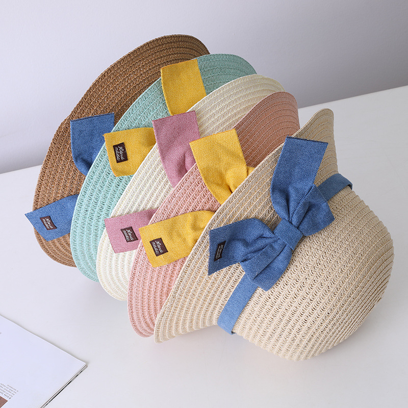 Kids Hat For Girls 2-7Y Straw Children's Sunshade Cap Bag Summer Baby Travel Sunscreen Beach Hat Sun Fisherman Cap Fashion Style