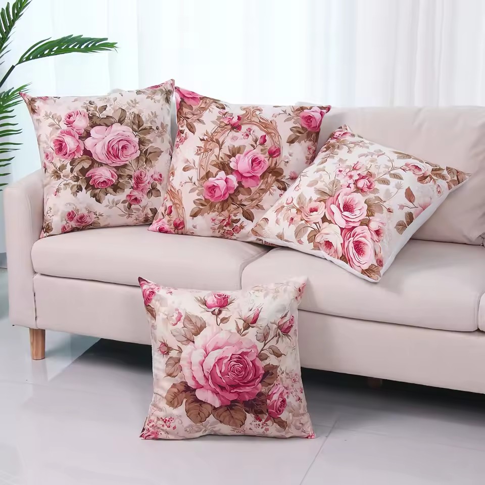 4 Pcs Butterflies Lilies Pillow Cases Butterfly Themed Birthday Party Decorations Soft Pillow Cover for Home Sofa Cushion Covers